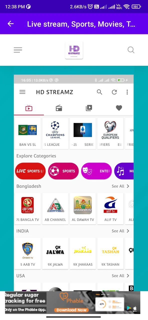 Live on sale streamz apk