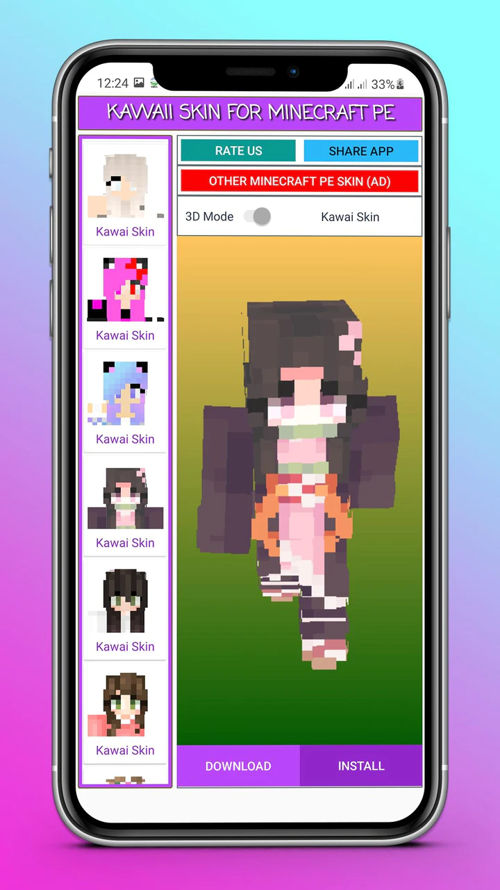 Скачать Kawaii Skin for Minecraft PE APK v4.0 для Android