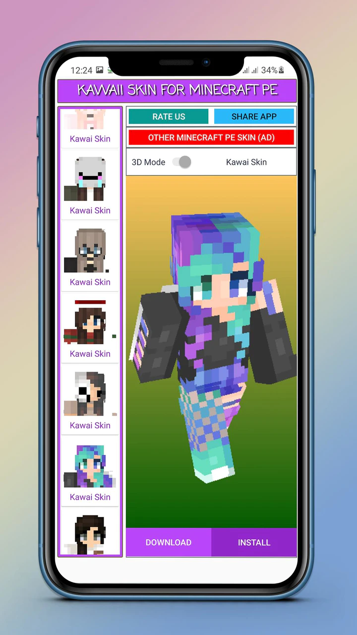 Скачать Kawaii Skin for Minecraft PE APK v4.0 для Android